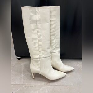 Paris Texas Cream Heeled lizard Boots